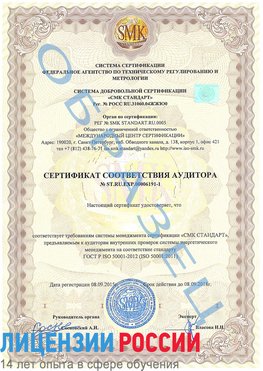 Образец сертификата соответствия аудитора №ST.RU.EXP.00006191-1 Селятино Сертификат ISO 50001